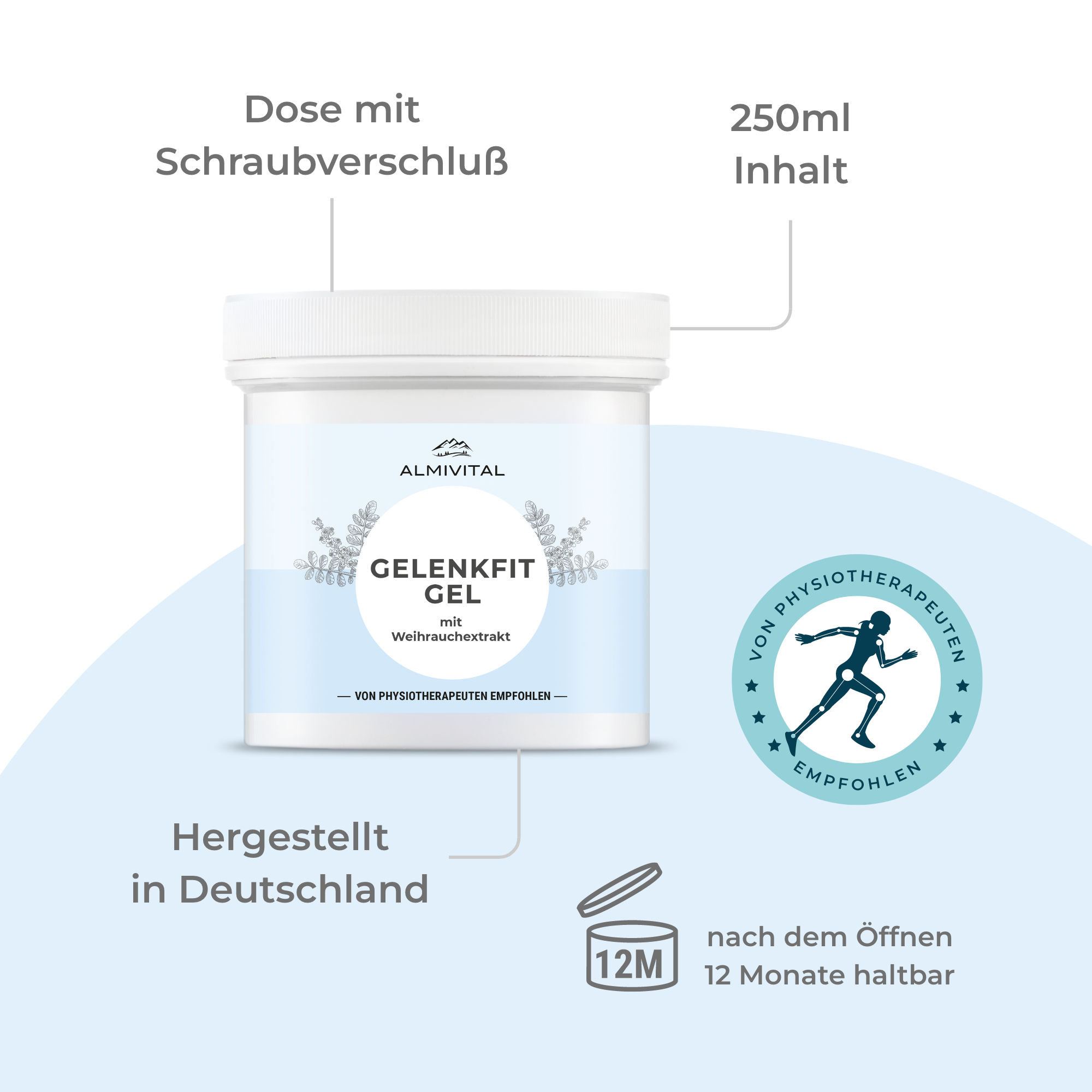 ALMIVITAL Gelenkfit Gel mit Weihrauchextrakt 250ml - Wohltuende Pflege für Gelenke mit Weihrauch