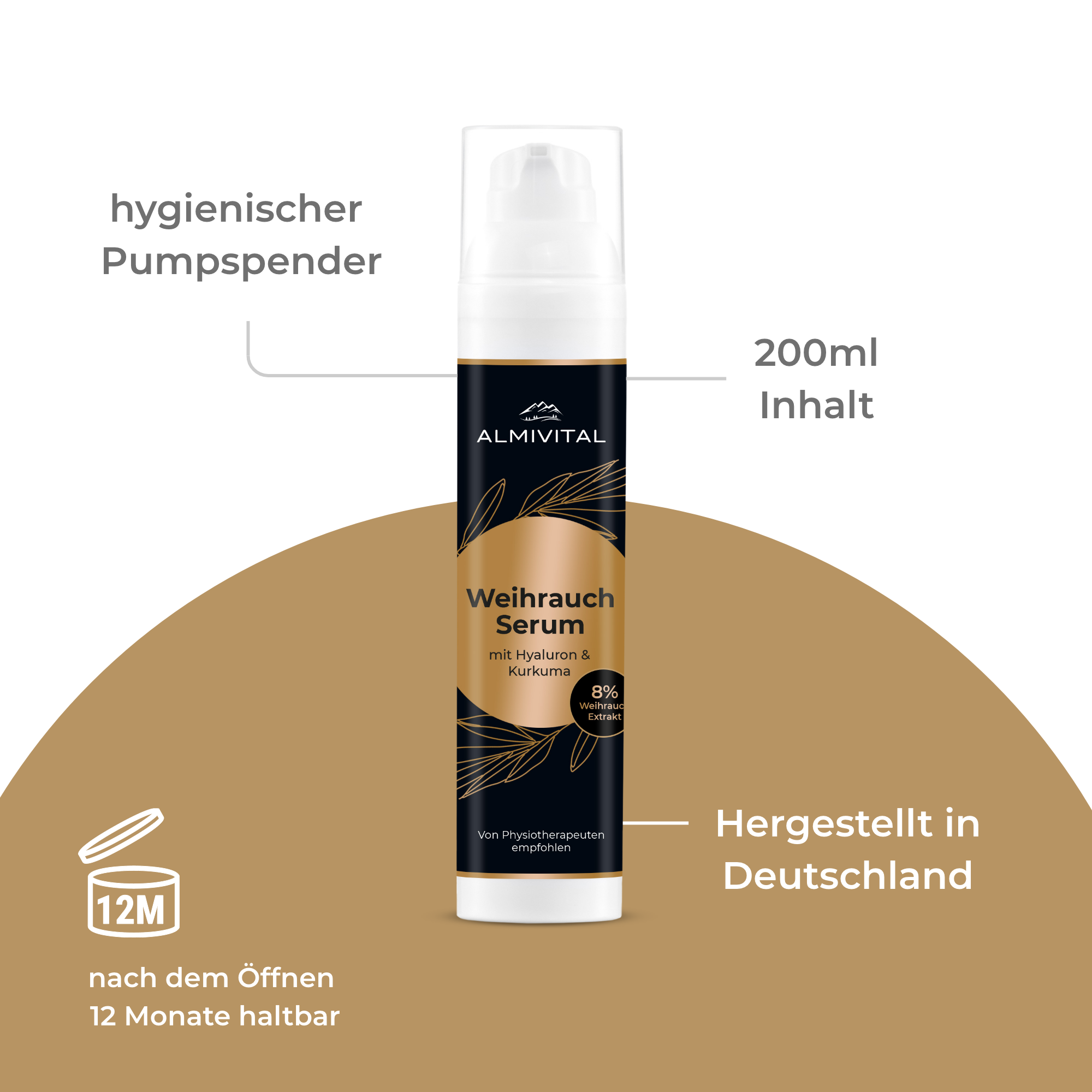 ALMIVITAL Weihrauch Serum mit Hyaluron und Kurkuma, 200ml