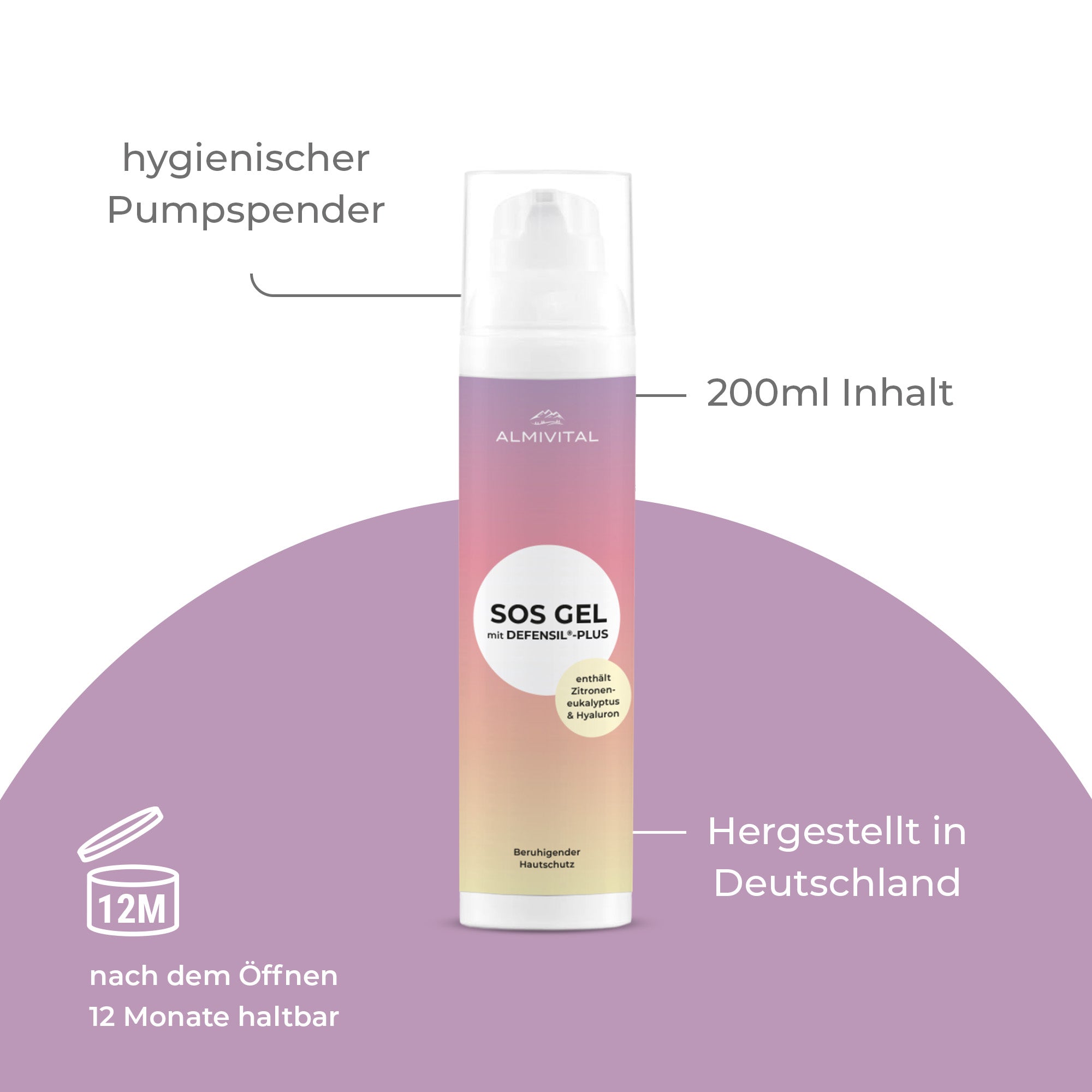 ALMIVITAL SOS Gel mit DEFENSIL®-PLUS 200 ml – Schnelle Hilfe bei Insektenstichen, Sonnenbrand, Rasurbrand & Rosazea