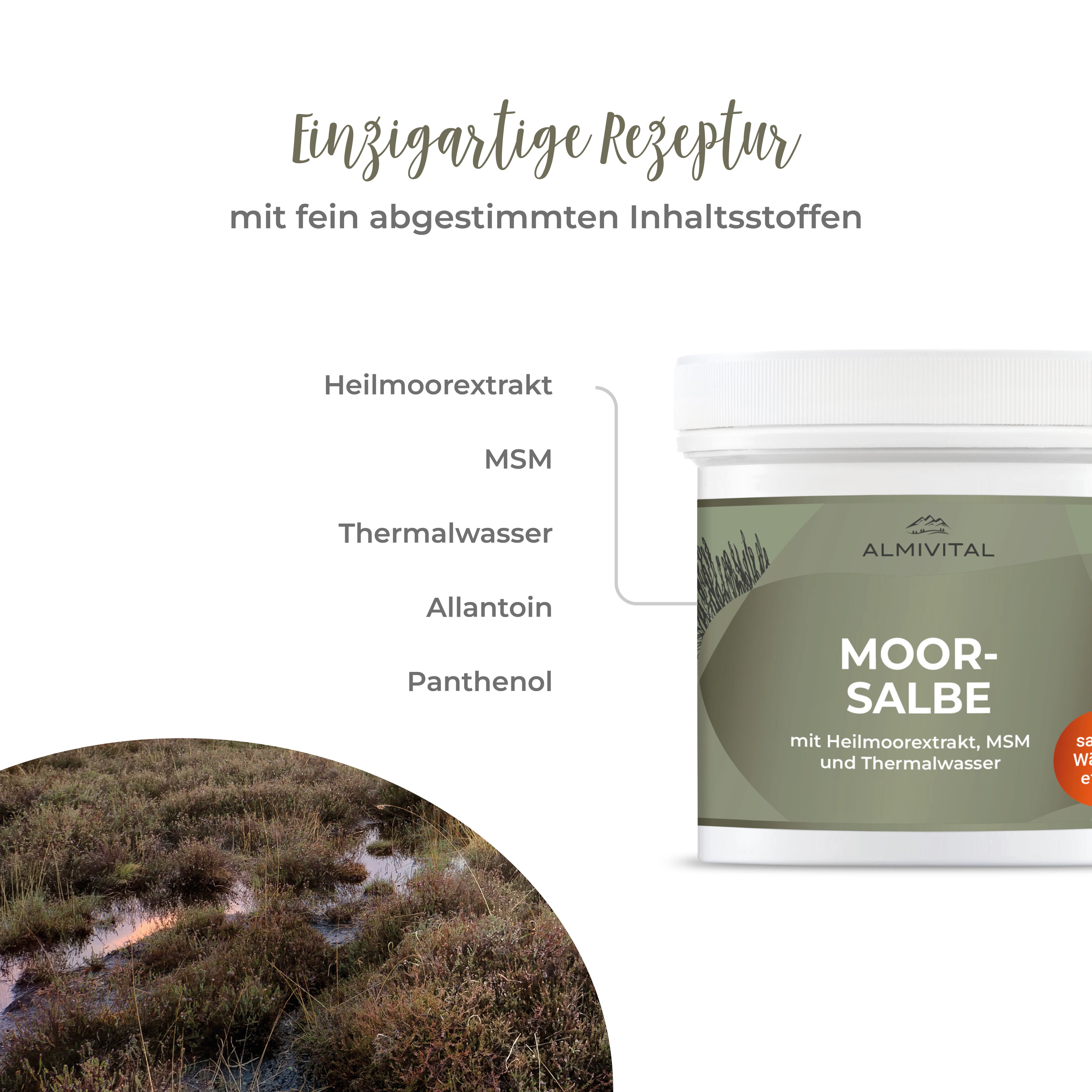ALMIVITAL Heilmoorsalbe 500ml – Intensive Pflege mit 6 Stunden Wärmeeffekt, Heilmoorextrakt und MSM