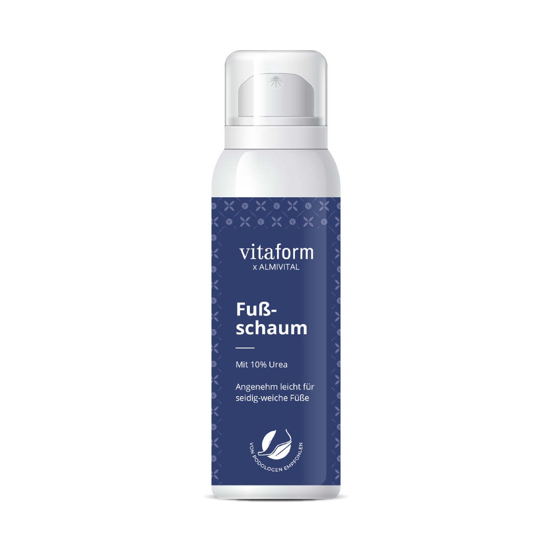 VITAFORM x ALMIVITAL Fußschaum 10 % Urea – Intensive Feuchtigkeit und Pflege für trockene Füße 200ml