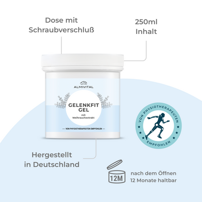 ALMIVITAL Gelenkfit Gel 250 ml – Wohltuende Pflege für Gelenke mit Weihrauch &amp; Hyaluron