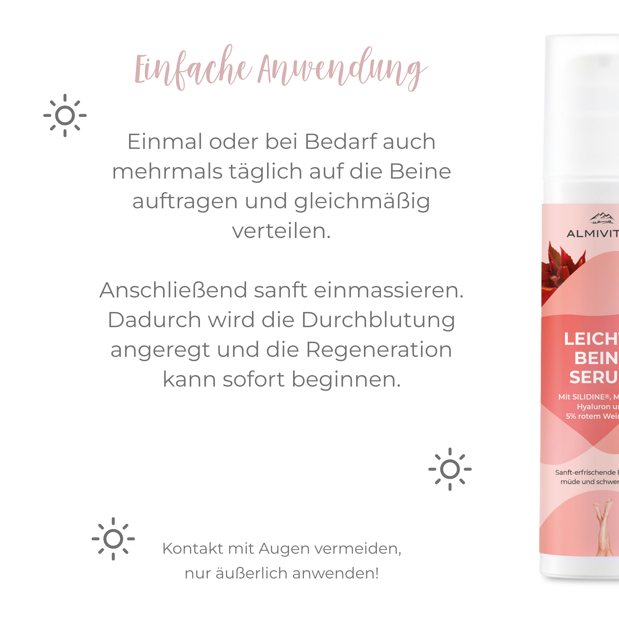 ALMIVITAL Leichte Beine Serum 200ml – Mit Silidine® und rotem Weinlaub für erfrischte und leichte Beine