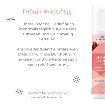 ALMIVITAL Leichte Beine Serum 200ml – Mit Silidine® und rotem Weinlaub für erfrischte und leichte Beine