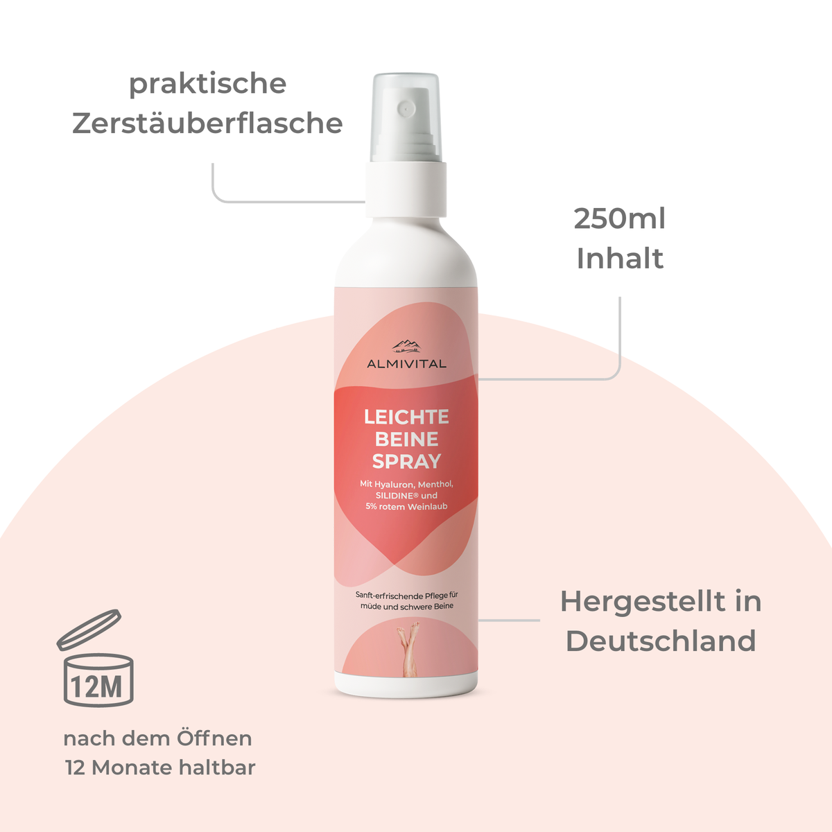 ALMIVITAL Leichte Beine Spray 250 ml – Erfrischung und Pflege für müde Beine
