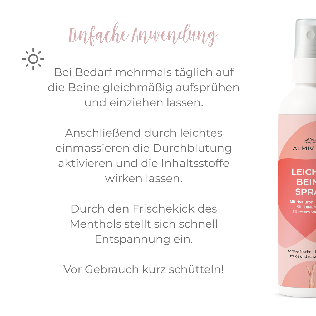 ALMIVITAL Leichte Beine Spray 250 ml – Erfrischung und Pflege für müde Beine