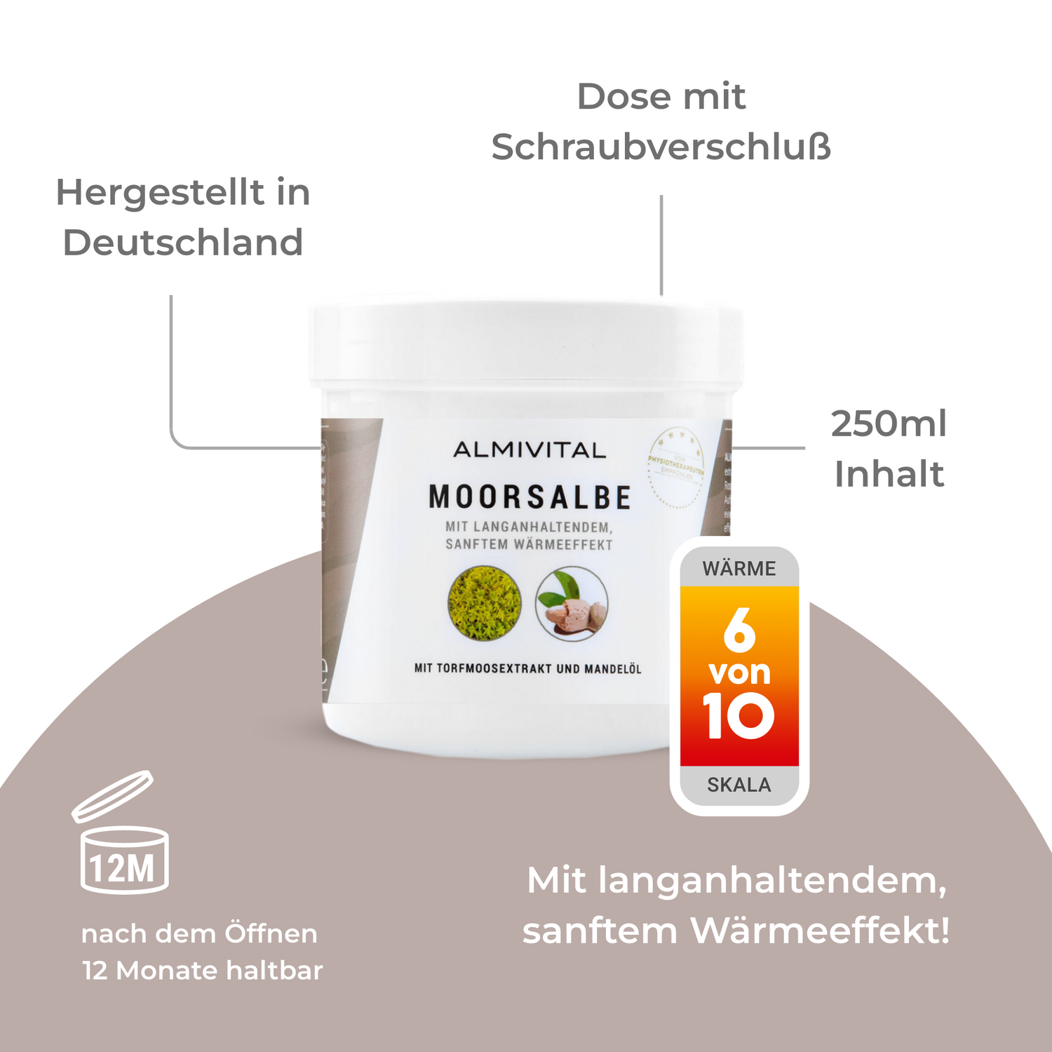 ALMIVITAL Moorsalbe 250 ml – Tiefenwirksame Pflege mit langanhaltendem Wärmeeffekt