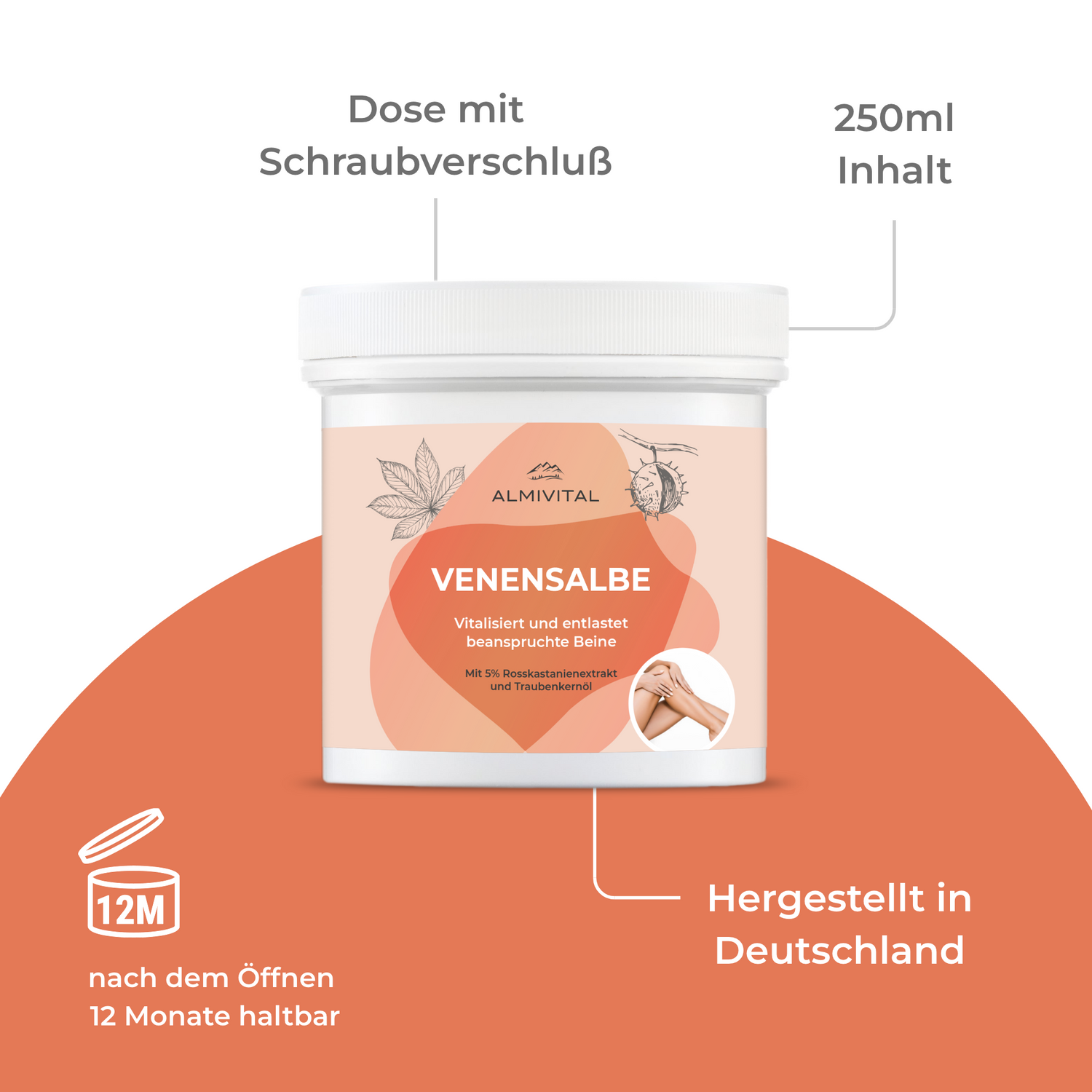 ALMIVITAL Venensalbe 250 ml – Leichte und entspannte Beine den ganzen Tag