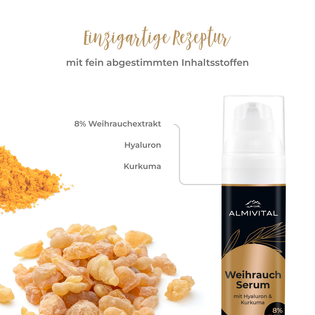 ALMIVITAL Weihrauch Serum mit Hyaluron und Kurkuma, 200ml