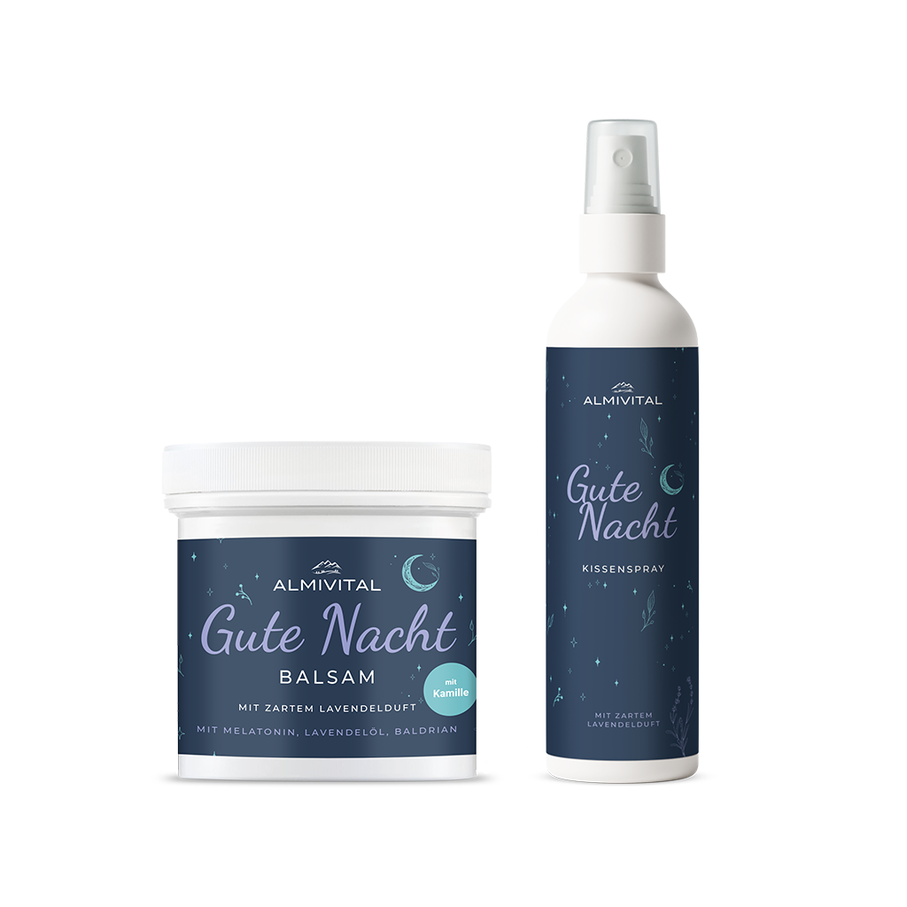 ALMIVITAL Gute Nacht Set- Guten Nacht Balsam 250ml und Kissenspray 240ml