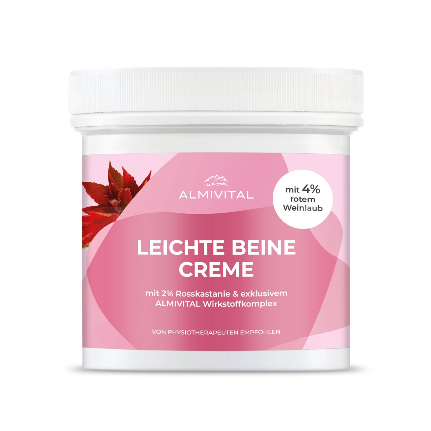 ALMIVITAL Leichte Beine Creme mit 4% rotem Weinlaub, Ingwer, Alpenrosenextract und Gletscherwasser 500ml