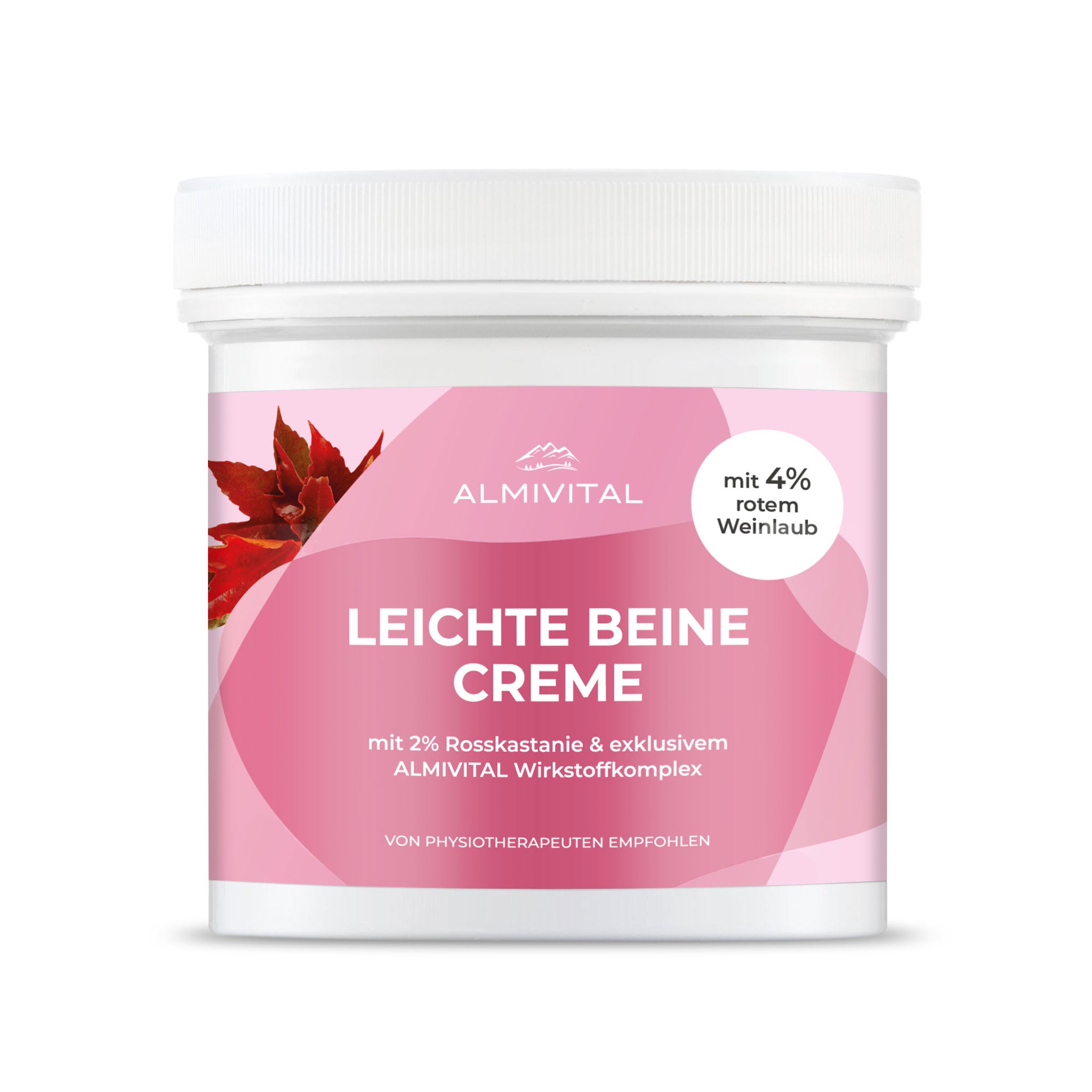 ALMIVITAL Leichte Beine Creme mit 4% rotem Weinlaub, Ingwer, Alpenrosenextract und Gletscherwasser 500ml