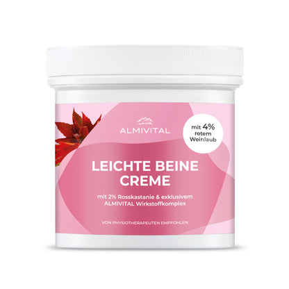 ALMIVITAL Leichte Beine Creme mit 4% rotem Weinlaub, Ingwer, Alpenrosenextract und Gletscherwasser 500ml
