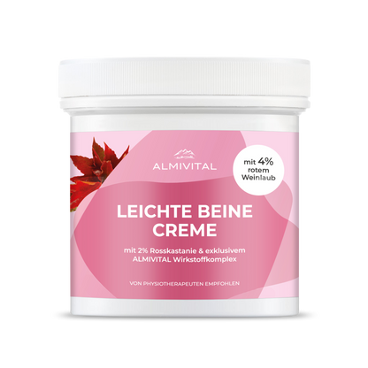 ALMIVITAL Leichte Beine Creme mit 4% rotem Weinlaub, Ingwer, Alpenrosenextract und Gletscherwasser 500ml