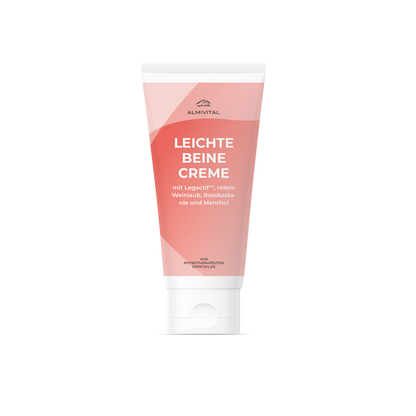 ALMIVITAL Leichte Beine Creme mit rotem Weinlaub und Legactif Wirkkomplex 100ml- Vitalisierende Pflege für müde Beine