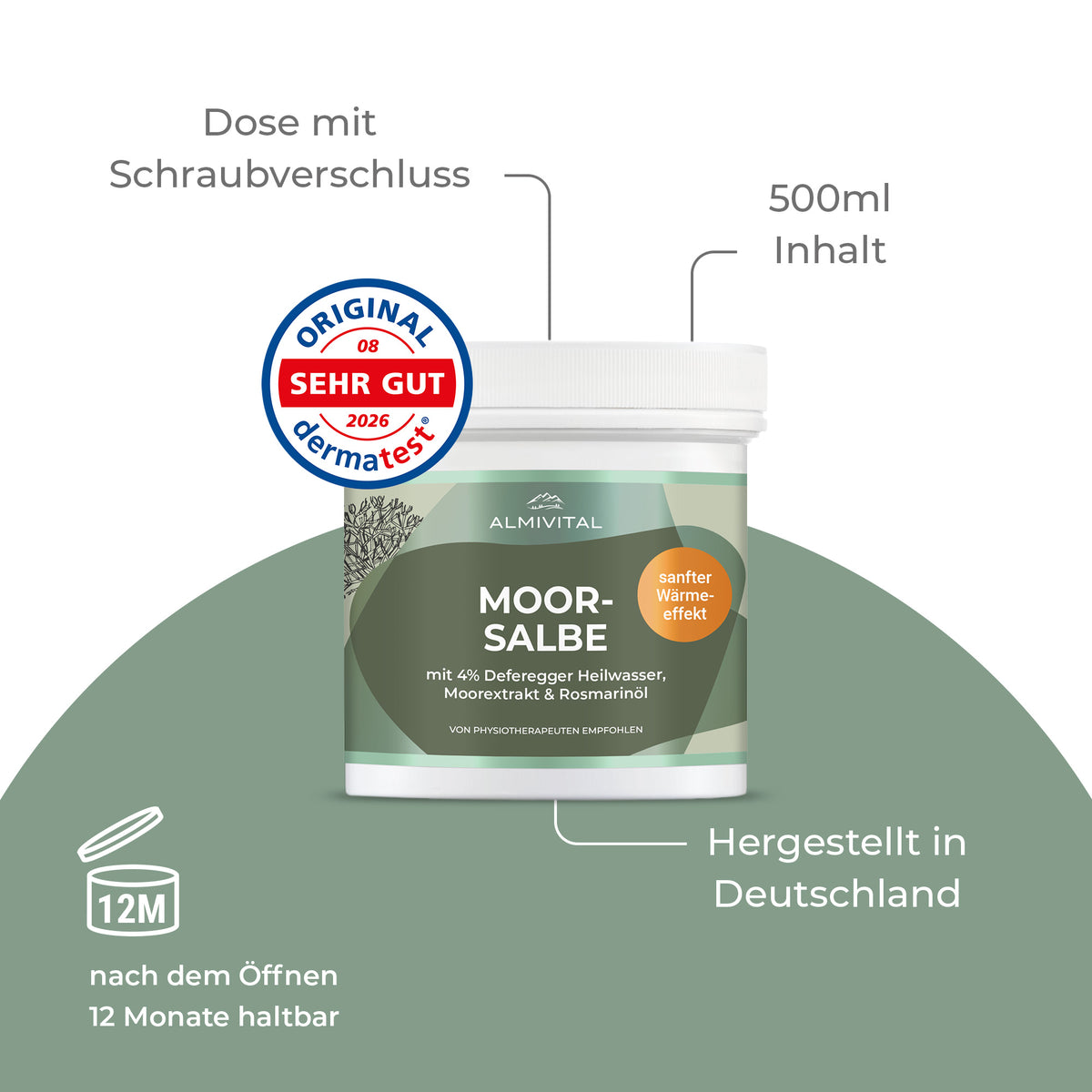 ALMIVITAL Moorsalbe mit 4% Deferegger Heilwasser 500ml