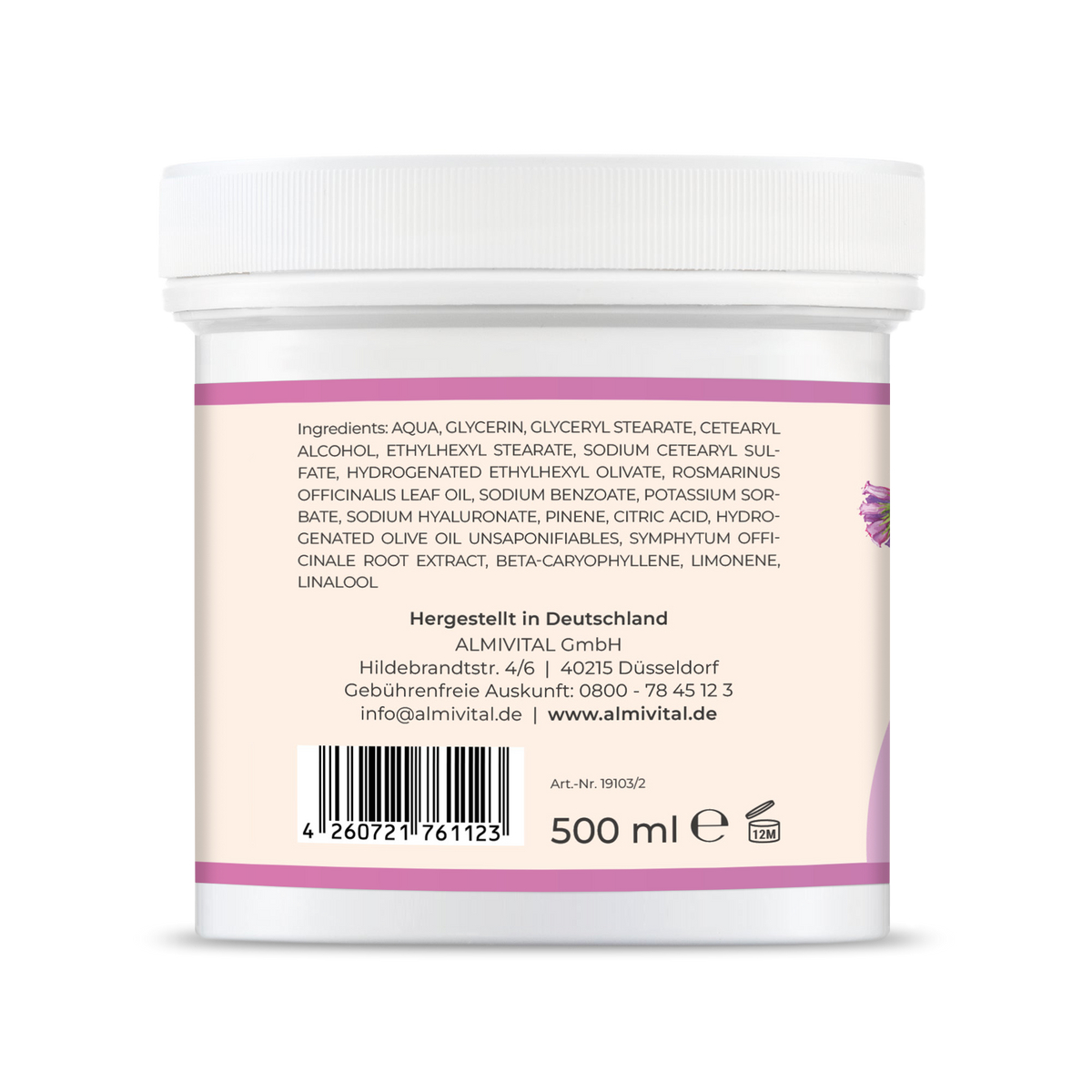 ALMIVITAL Nacken &amp; Schulter Salbe Forte mit  10% Beinwell &amp; Hyaluron – 500 ml XXL Pflege für Nacken &amp; Schultern