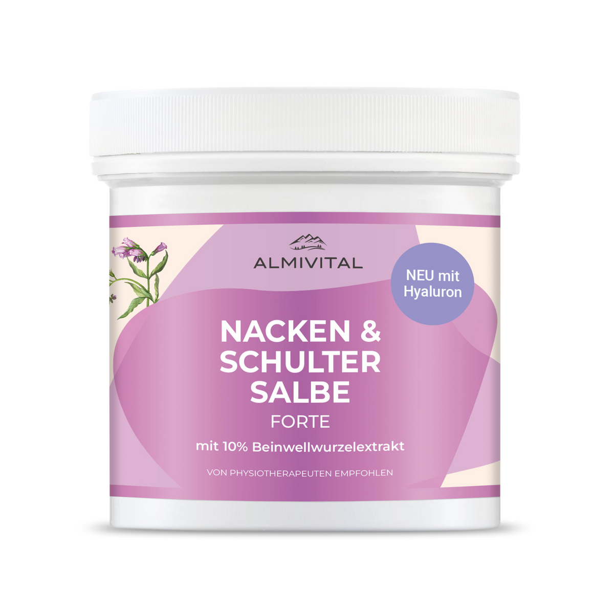ALMIVITAL Nacken &amp; Schulter Salbe Forte mit  10% Beinwell &amp; Hyaluron – 500 ml XXL Pflege für Nacken &amp; Schultern