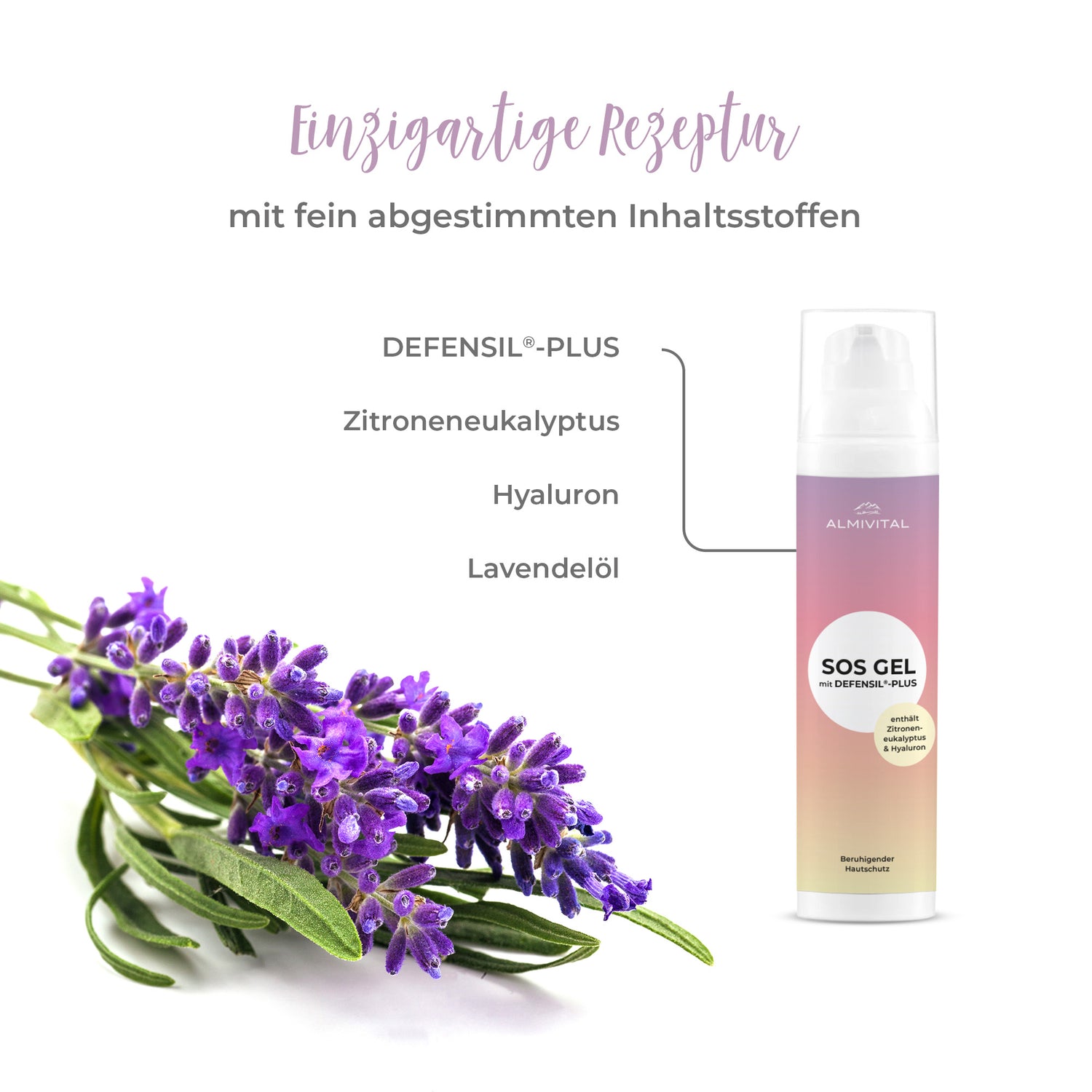 ALMIVITAL SOS Gel mit DEFENSIL®-PLUS 200 ml – Schnelle Hilfe bei Insektenstichen, Sonnenbrand, Rasurbrand &amp; Rosazea