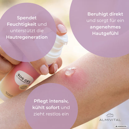 ALMIVITAL SOS Gel mit DEFENSIL®-PLUS 200 ml – Schnelle Hilfe bei Insektenstichen, Sonnenbrand, Rasurbrand &amp; Rosazea