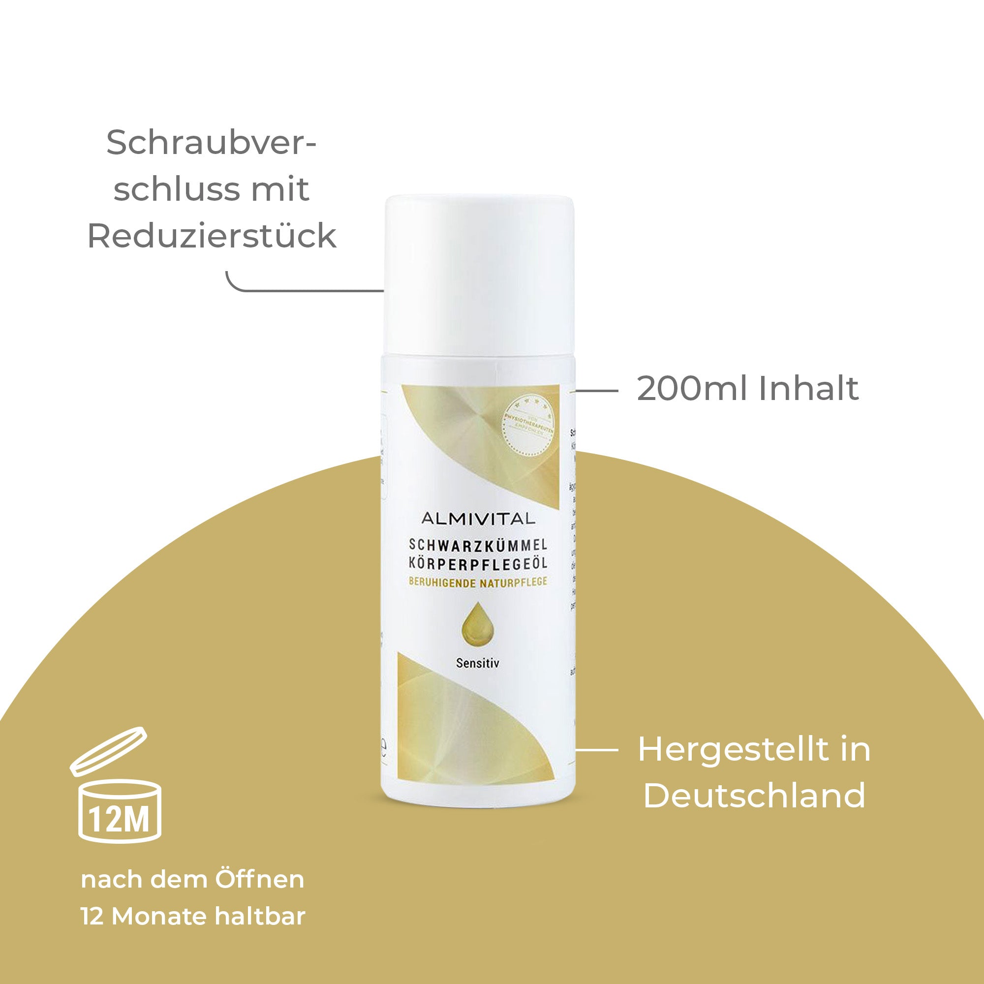 ALMIVITAL Schwarzkümmel Körperpflegeöl 200 ml – Pflegend &amp; sofort einziehend