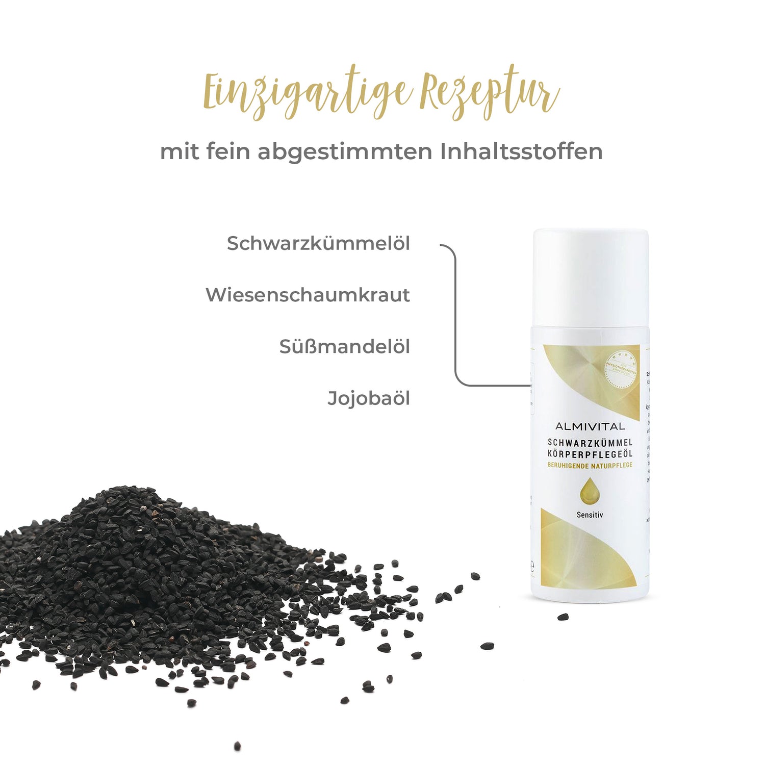 ALMIVITAL Schwarzkümmel Körperpflegeöl 200 ml – Pflegend &amp; sofort einziehend
