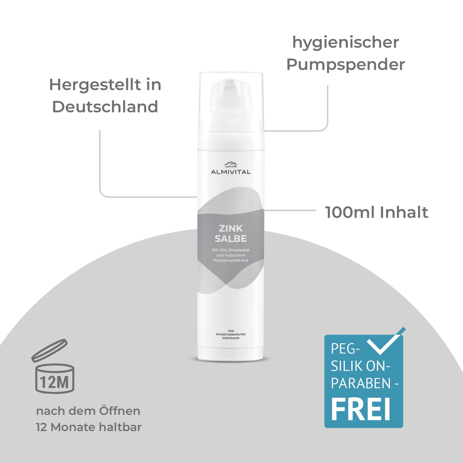 ALMIVITAL Zinksalbe 200 ml – Intensiver Schutz und Pflege für gereizte Haut