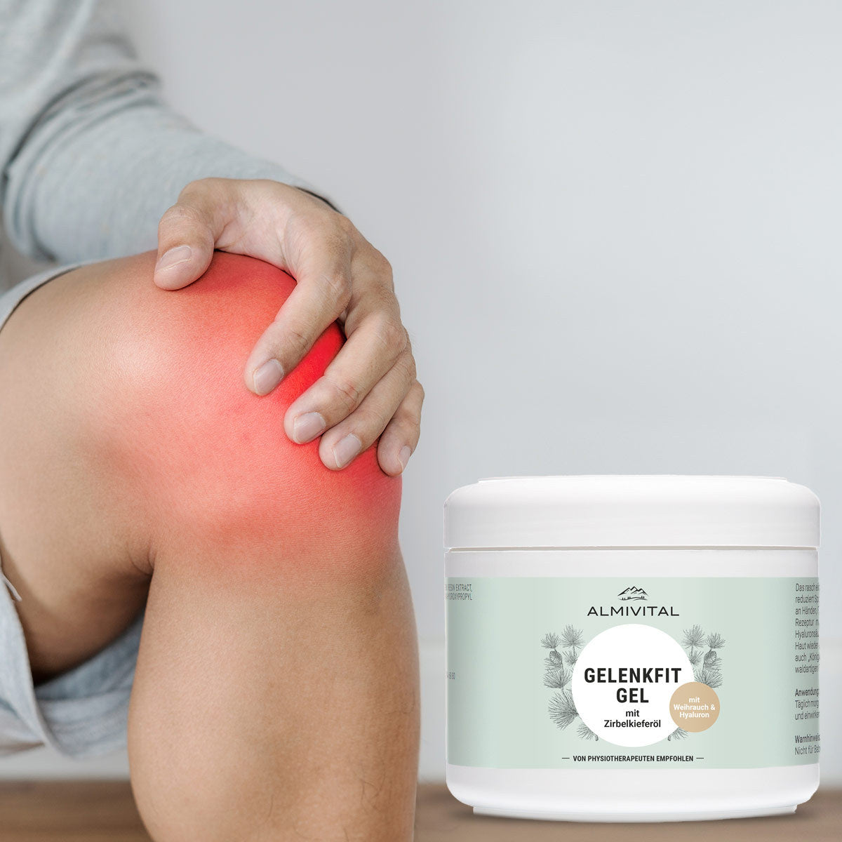 ALMIVITAL Gelenkfit Gel mit Zirbelkieferöl, Weihrauch und Hyaluron 500 ml