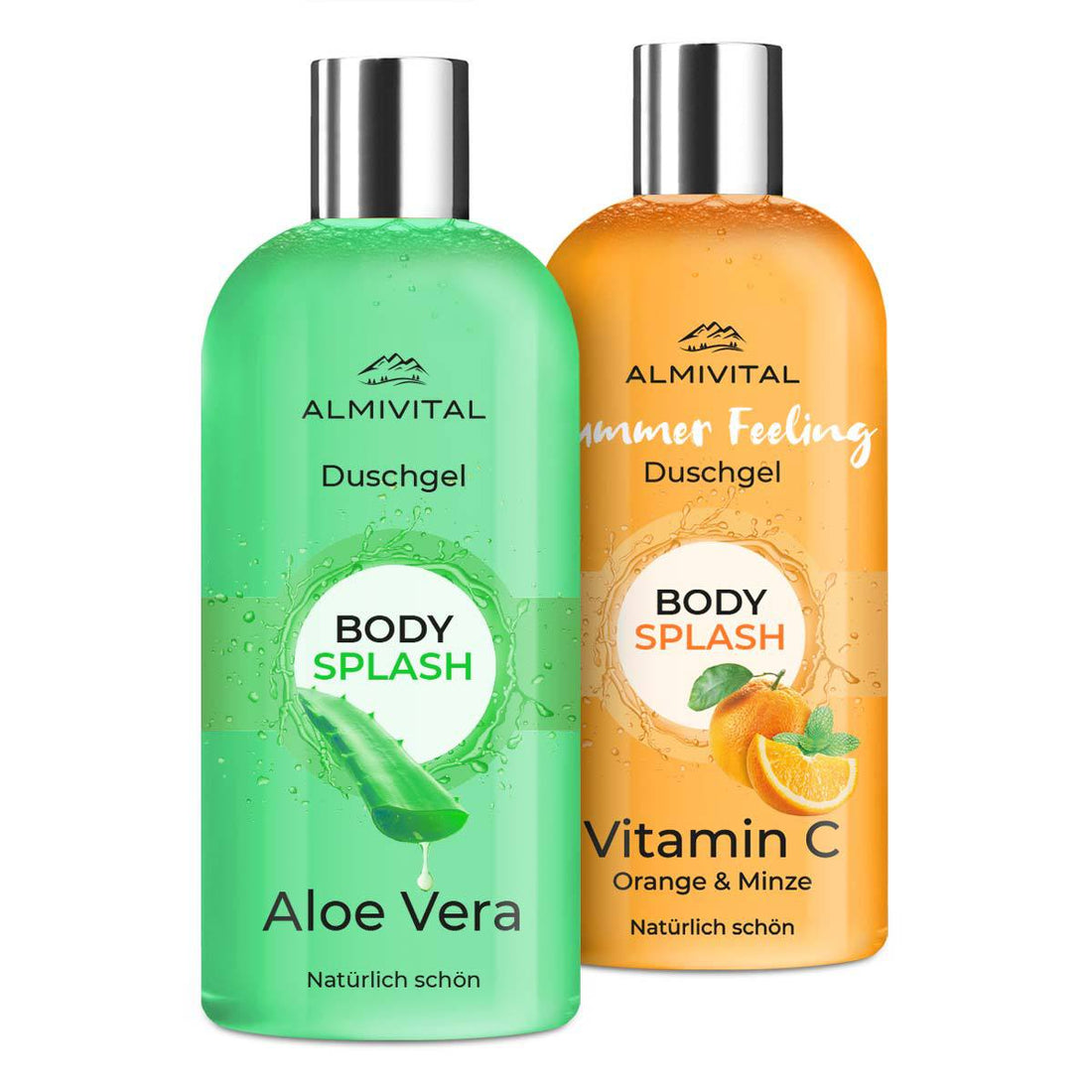 ALMIVITAL Bodysplash Spar-Set – Vitalisierende Pflege mit Orange &amp; Minze und beruhigendem Aloe Vera, 2 x 500 ml Duschgell