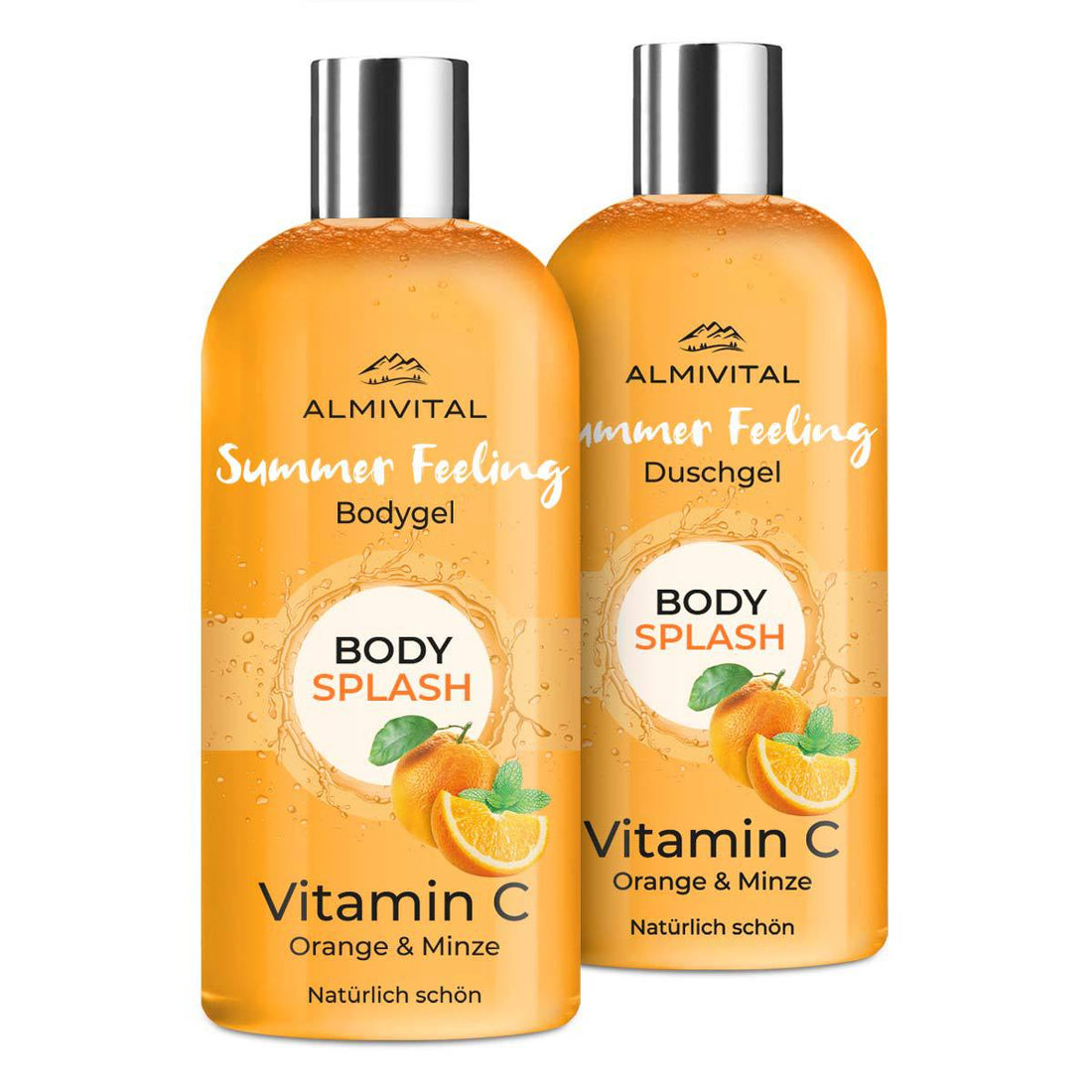 ALMIVITAL Bodysplash Spar-Set – Vitalisierende Körperpflege mit Orange &amp; Minze, 2 x 500 ml